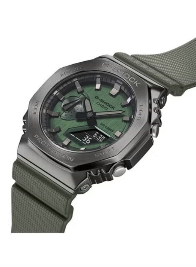 شوك ساعة كاسيو جي شوك للرجال باللون الأخضر، تناظرية/رقمية، التوقيت العالمي GM-2100B-3A - Image 5